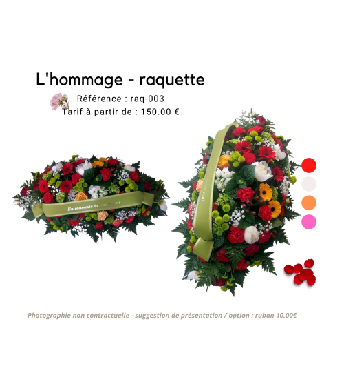 Raquette en fleurs mélangées - ref Raq003