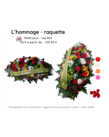Raquette en fleurs mélangées - ref Raq003