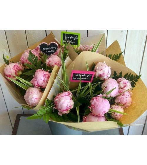 Bouquet 8 pivoines roses - fête des mères