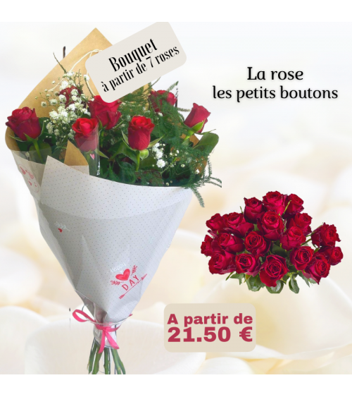 Bouquet de roses rouges (petit bouton)