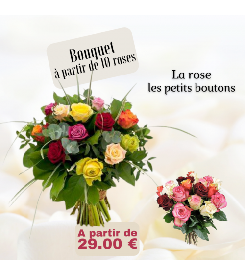 Bouquet de roses panachées - petits boutons